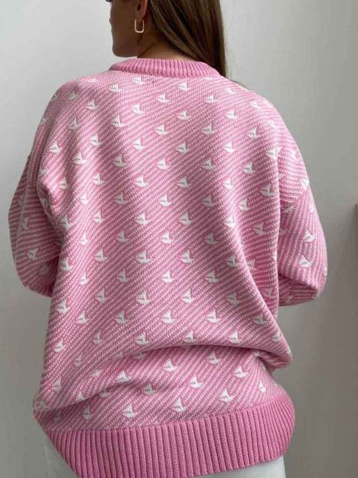Winter Style Pullover Baggy Long Sleeve Pink Sweater Top