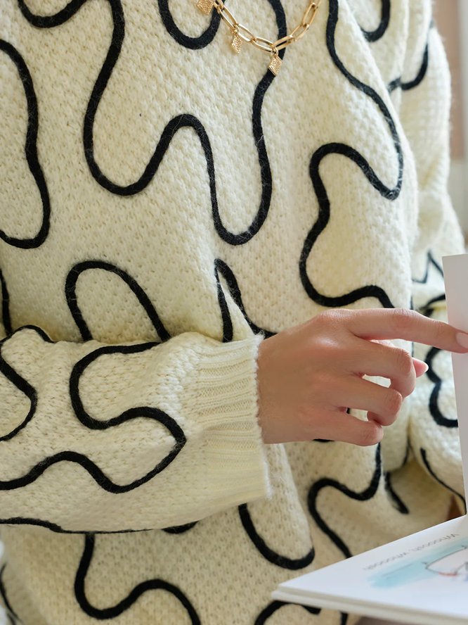 Winter Wear Braided White Swetaer Top