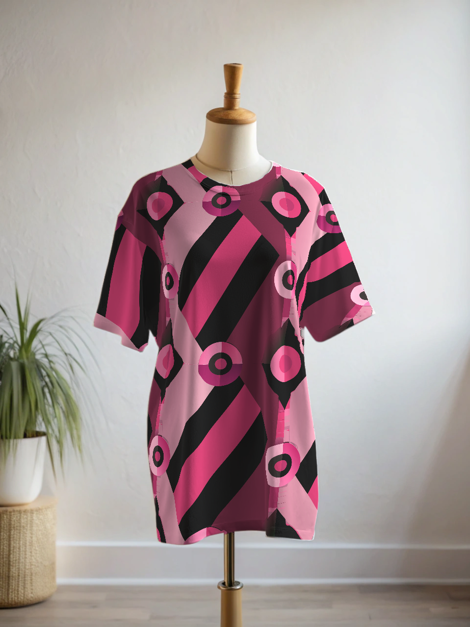 Stylish Abstract Print Premium Oversized Tee With Tummy Tuck Body Shaping Leggings Co-ord Set