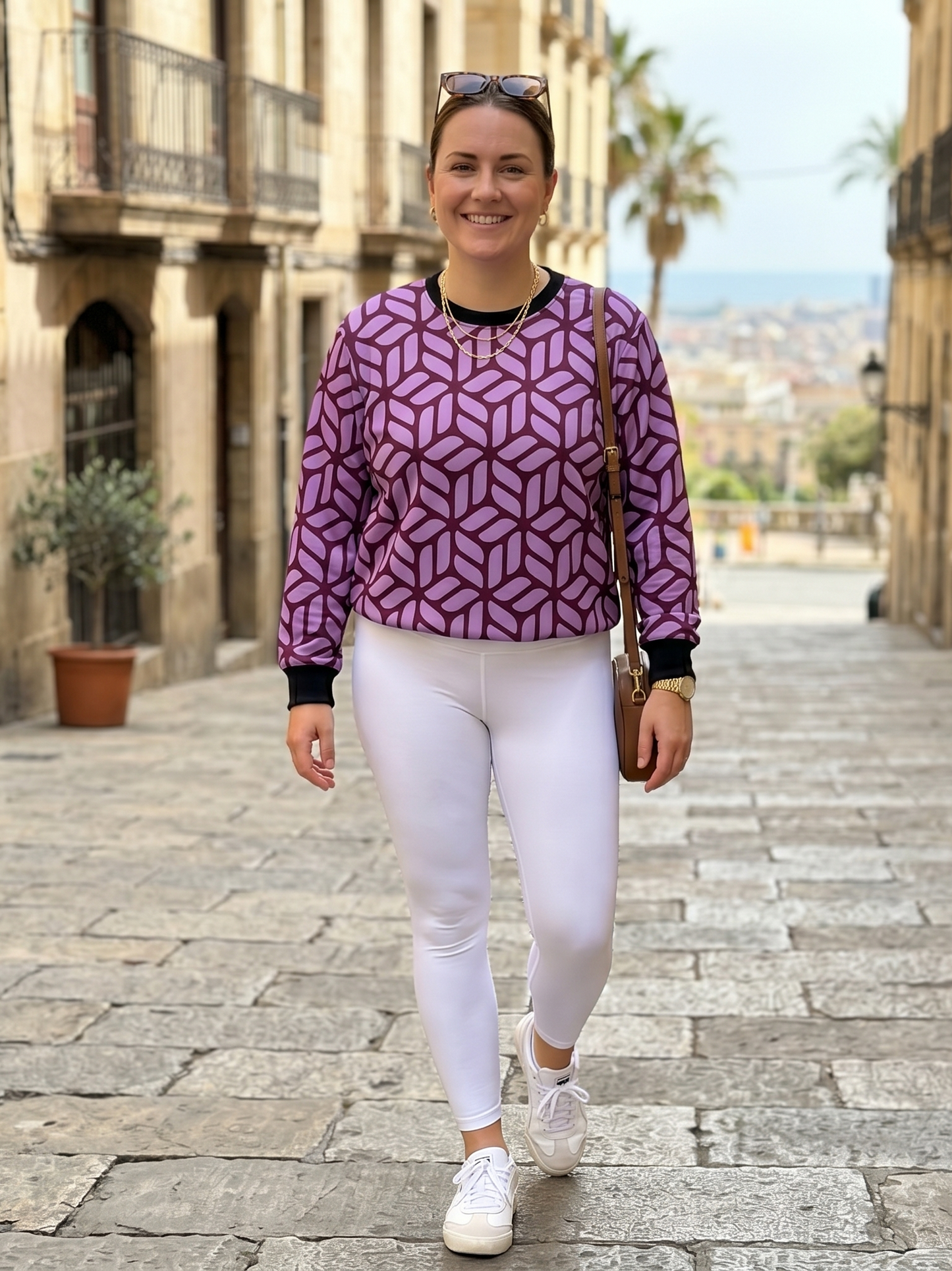 Beautiful Geometric Print Purple Sweatshirt