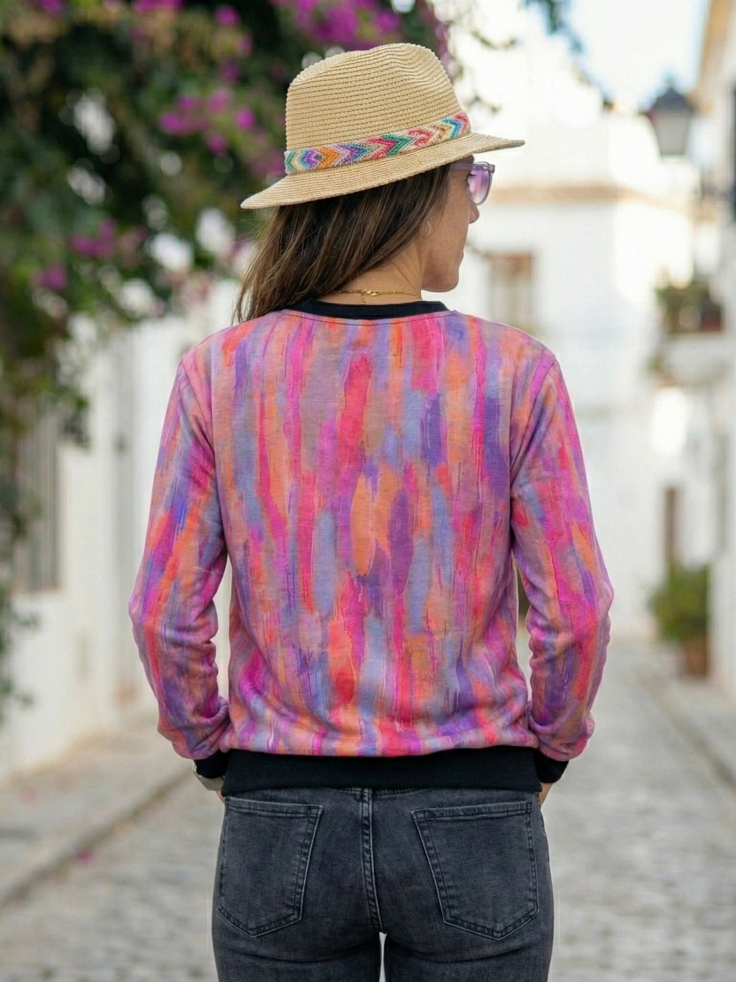 Vibrant Print Pink Purple Sweatshirt