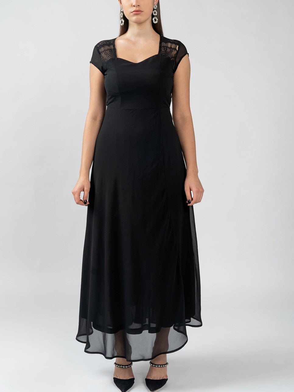 Classy Lace Black Gown Dress