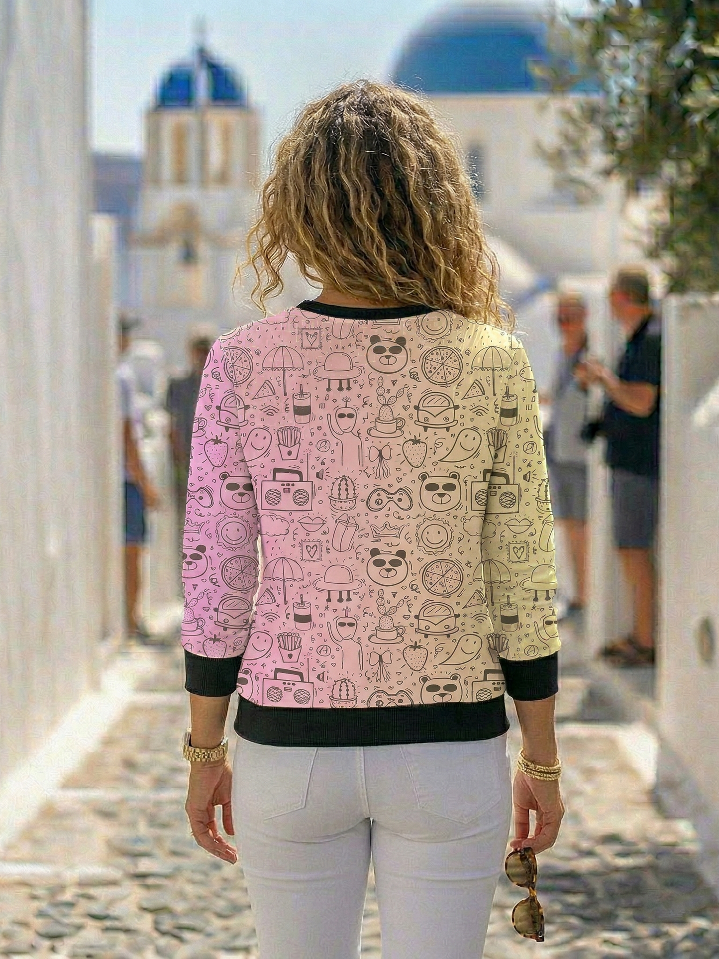 Whimsical Doodle Wonderland Print Sweatshirt