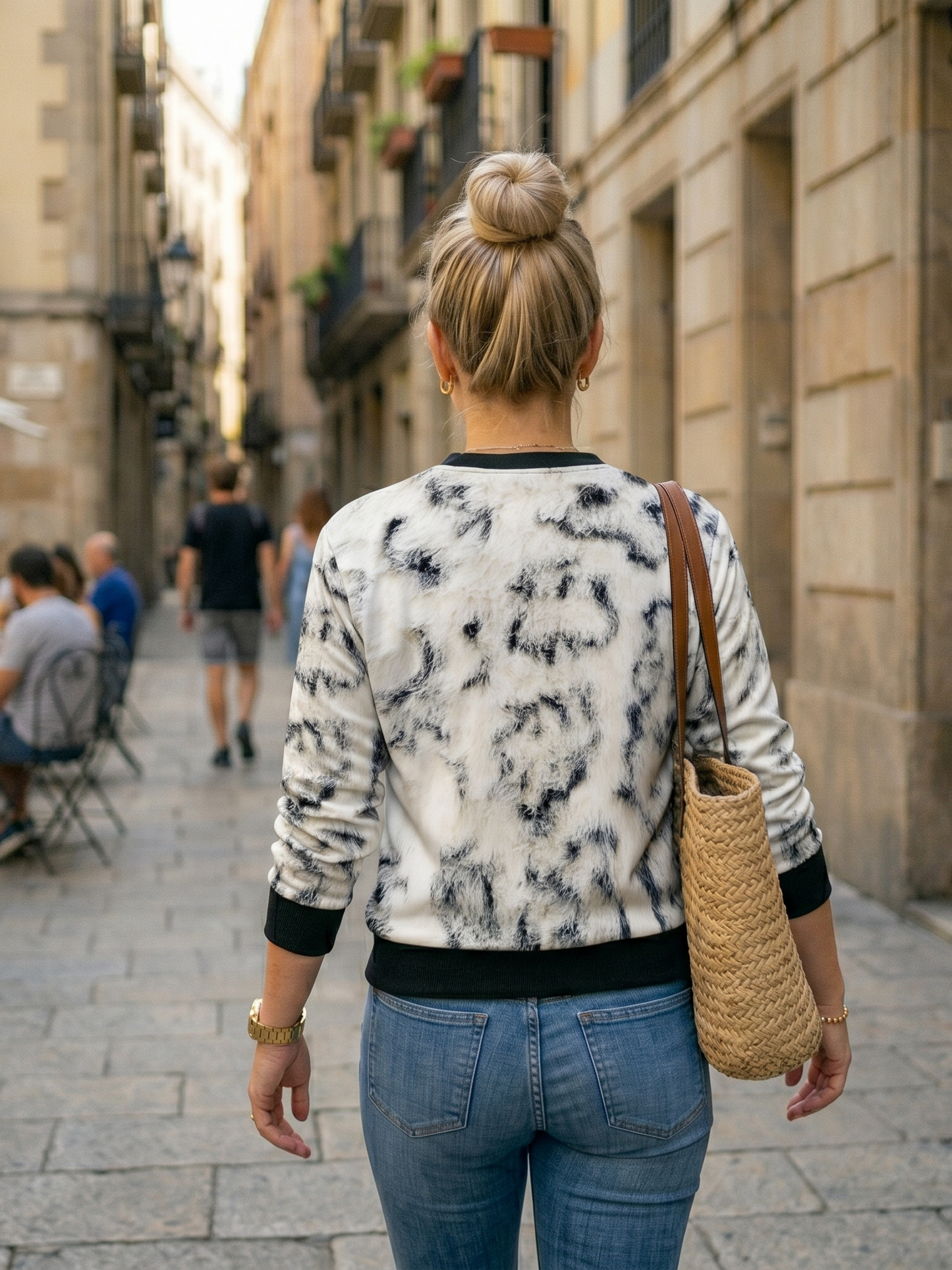 Smart White Tiger Fur Print Sweatshirt