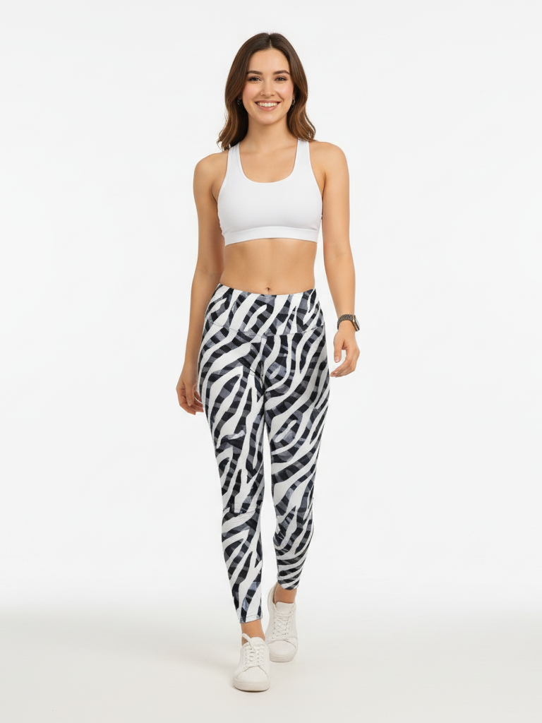 Smart Zebra Print Premium Oversized Tee With Tummy Tuck Body Shaping Leggings Co-ord Set