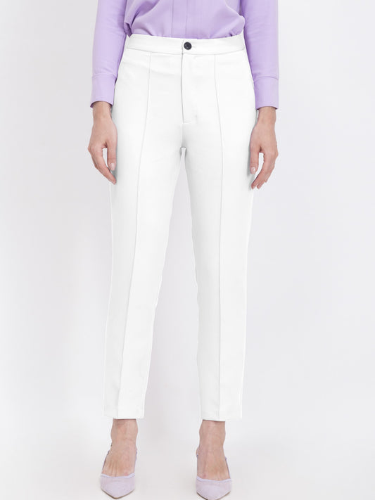 Formal Wear Straight Fit White Pants