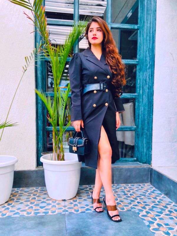 Formal Style Puff Sleeve Double-Breasted Blazer Dress - Ships in 24 Hrs