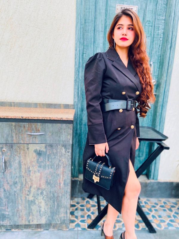 Formal Style Puff Sleeve Double-Breasted Blazer Dress - Ships in 24 Hrs