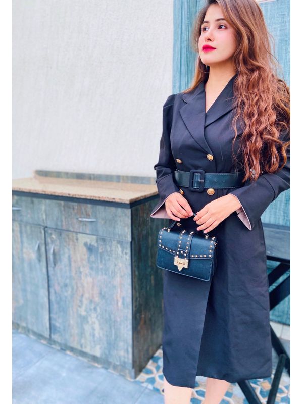 Formal Style Puff Sleeve Double-Breasted Blazer Dress - Ships in 24 Hrs
