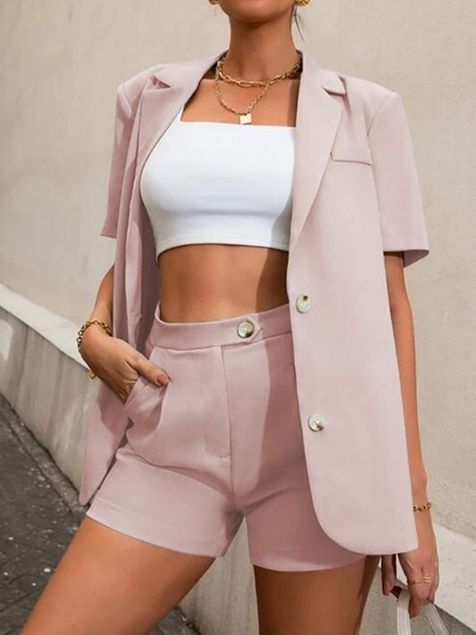 Fashionable Short Sleeve Co- ord Set With Shorts - Ships in 24 Hrs