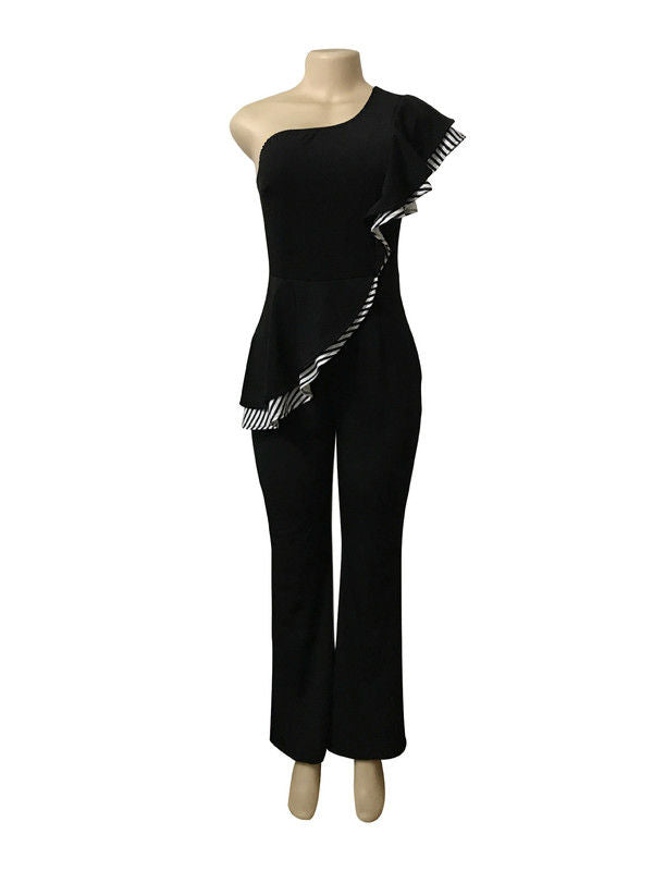 Inclined Shoulder Flouncing Sexy Romper - Ships in 24 hrs