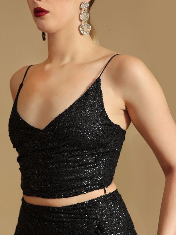 Sassy Strappy Black Crop Top