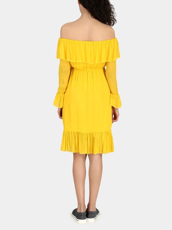 Simple Off Shoulder Yellow Casual Dress -Ships in 24 Hrs