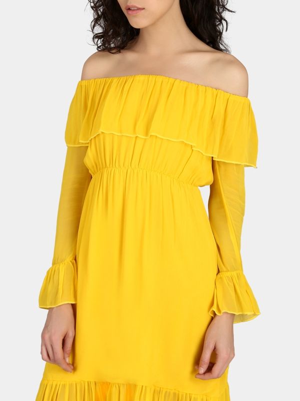 Simple Off Shoulder Yellow Casual Dress -Ships in 24 Hrs