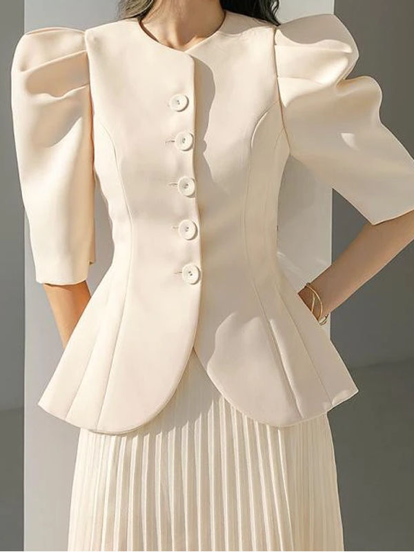 Splendid Coat With Pleated Skirt Set