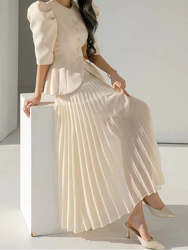 Splendid Coat With Pleated Skirt Set