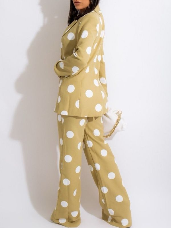 Splendid Dot Print Blazer And Pants Suit Set
