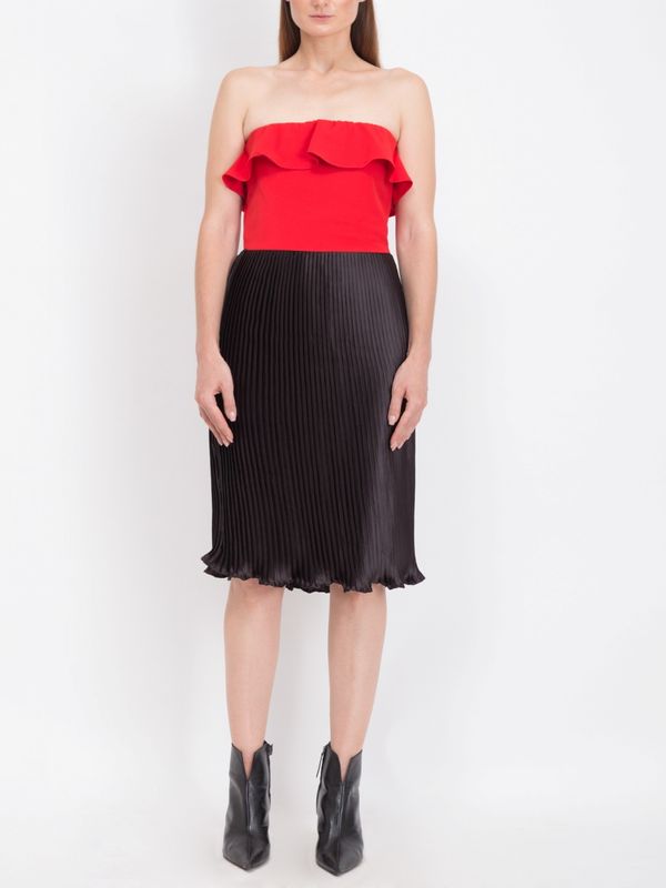 Super Stylish Red Off-Shoulder Ruffle Dress -Ships in 24 Hrs
