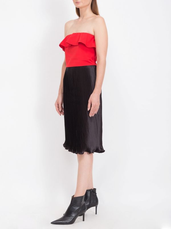Super Stylish Red Off-Shoulder Ruffle Dress -Ships in 24 Hrs