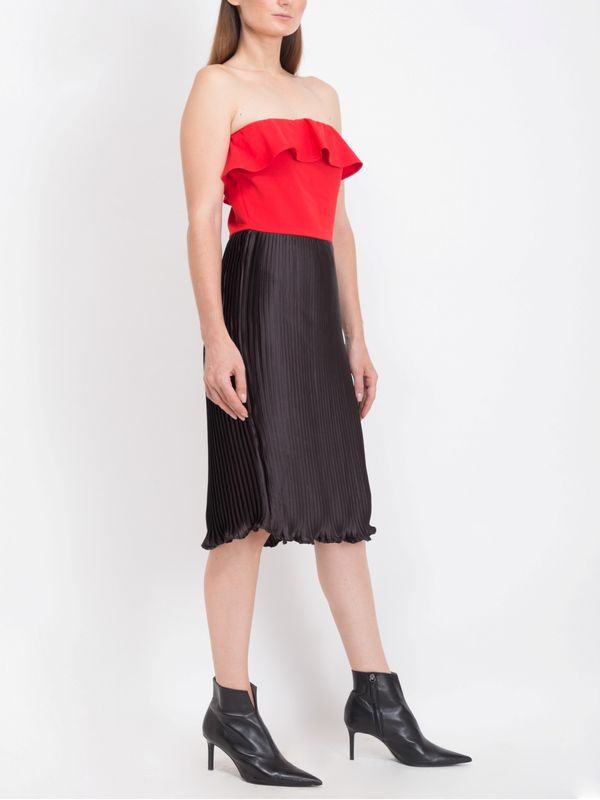 Super Stylish Red Off-Shoulder Ruffle Dress -Ships in 24 Hrs