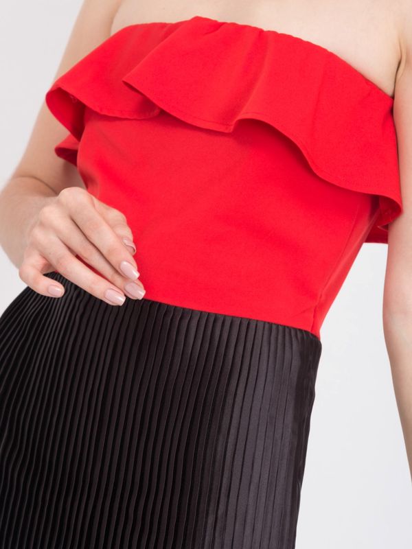 Super Stylish Red Off-Shoulder Ruffle Dress -Ships in 24 Hrs