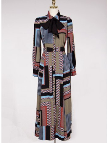 Beautiful Long Sleeve Printed Maxi Dress - Ships in 24 Hrs