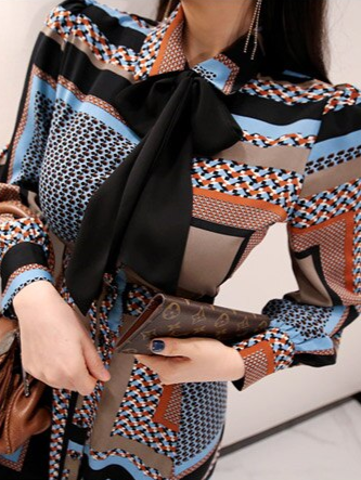 Beautiful Long Sleeve Printed Maxi Dress - Ships in 24 Hrs