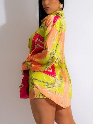 Bright Long Sleeve Shirt With Shorts Yellow Set