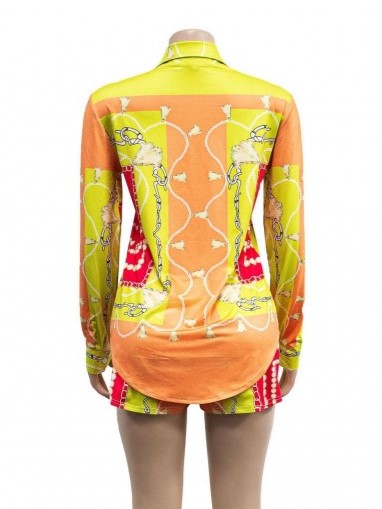 Bright Long Sleeve Shirt With Shorts Yellow Set