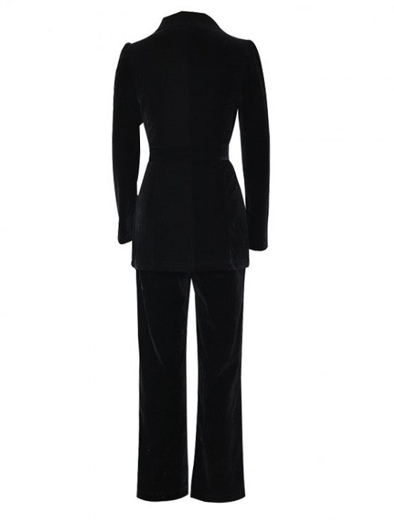 Elite Blazer Coat And Pants Suit Black Set