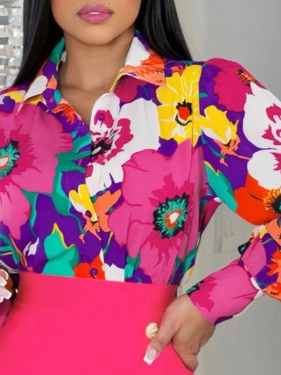 Fashionable Printed Shirt With Skirt Set