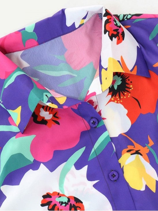 Fashionable Printed Shirt With Skirt Set