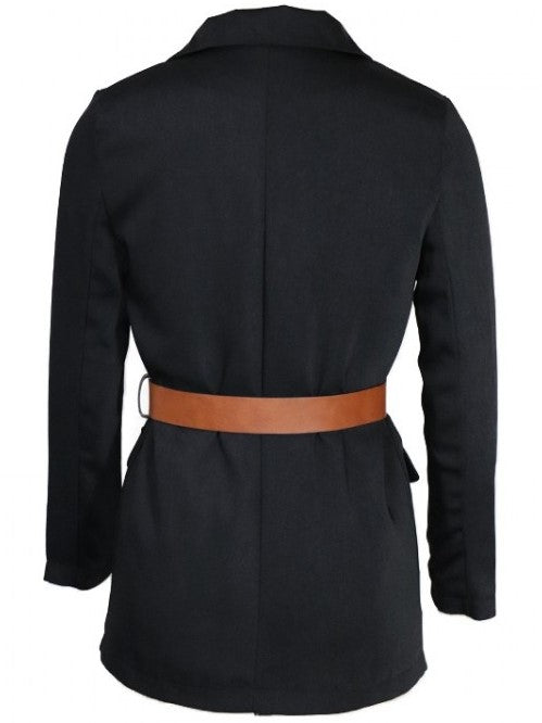 Fashoinable Button Up Black Coat