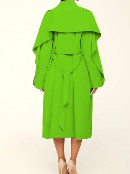 Modern Ruffles Long Sleeve Trench Coat