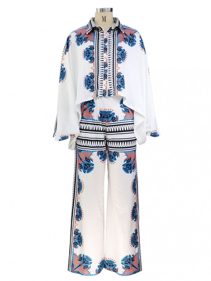 Must Have Printed Shirt And Pants Blue Set