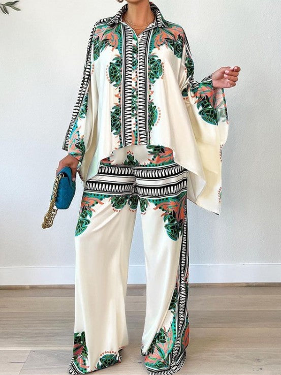 Must Have Printed Shirt And Pants Green Set