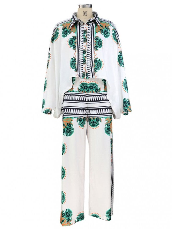 Must Have Printed Shirt And Pants Green Set