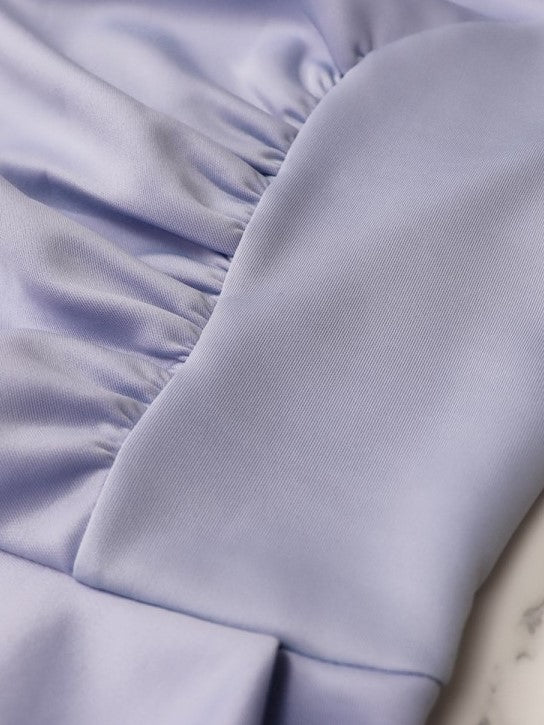 Perfect Fit Puff Sleeve Split Hem Purple Dress