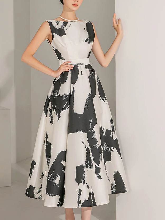 Retro Sleeveless Big Swing Sleeveless Party Dress