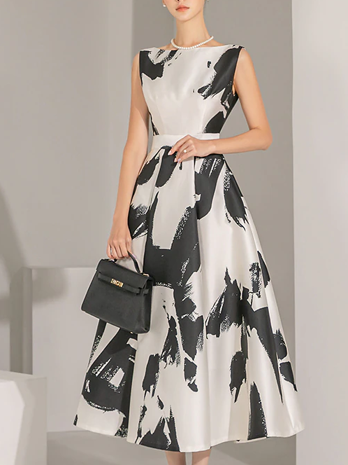 Retro Sleeveless Big Swing Sleeveless Party Dress