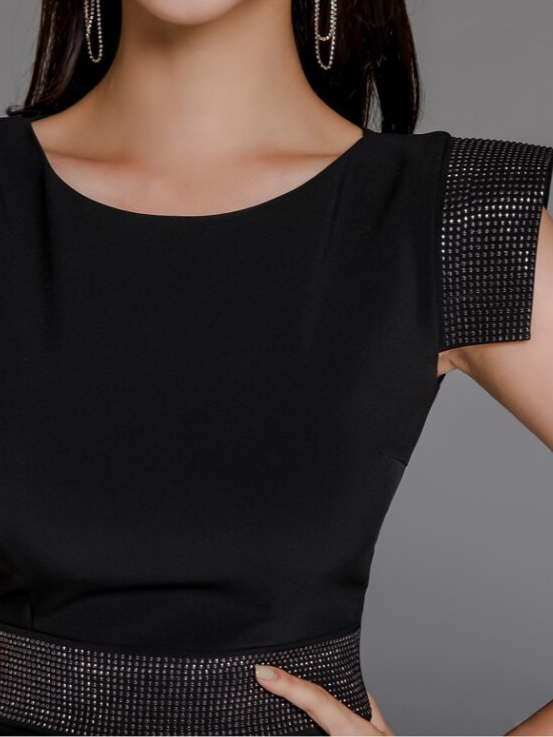 Sexy Split Sheath Knee Length Pencil Black Dress