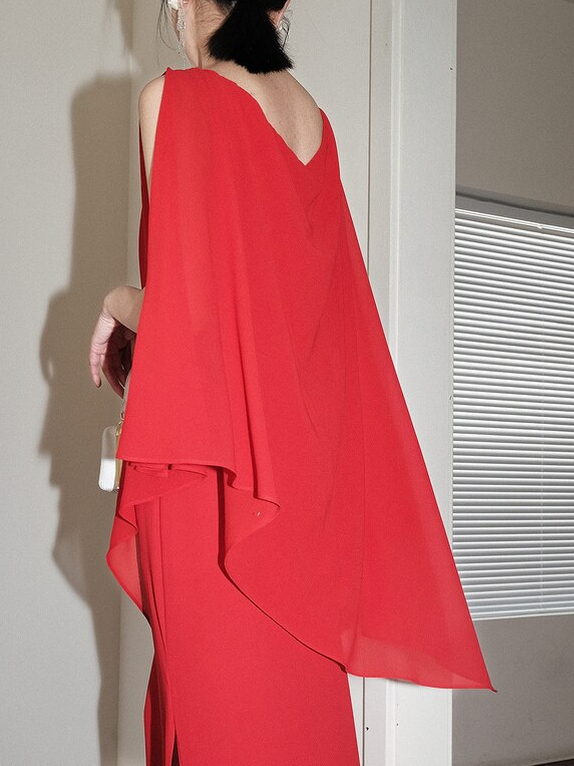 Sexy V Neck Red Long Party Dress