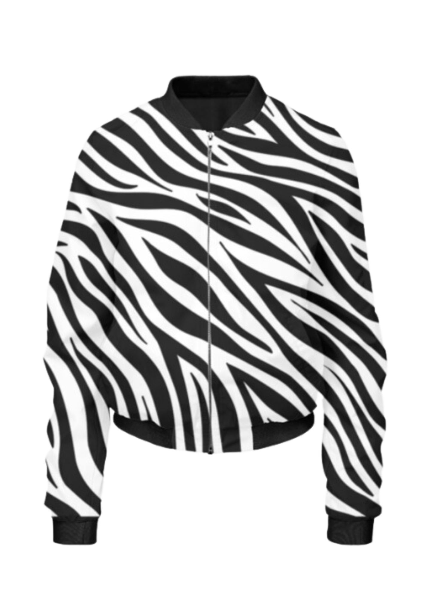 Smart Zebra Print Bomber Jacket With Leggings Black Co Ord Set