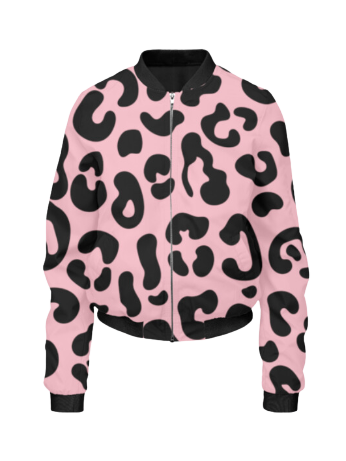 Chic Leopard Print Pink Bomber Jacket