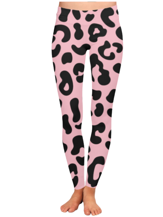Chic Leopard Print High Waist Body Shaping Pink Leggings
