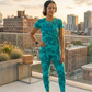 Modern Abstract Print | Activewear Coord Set Tshirt With Tummy Tuck Leggings | Multi Sport | Odour Free