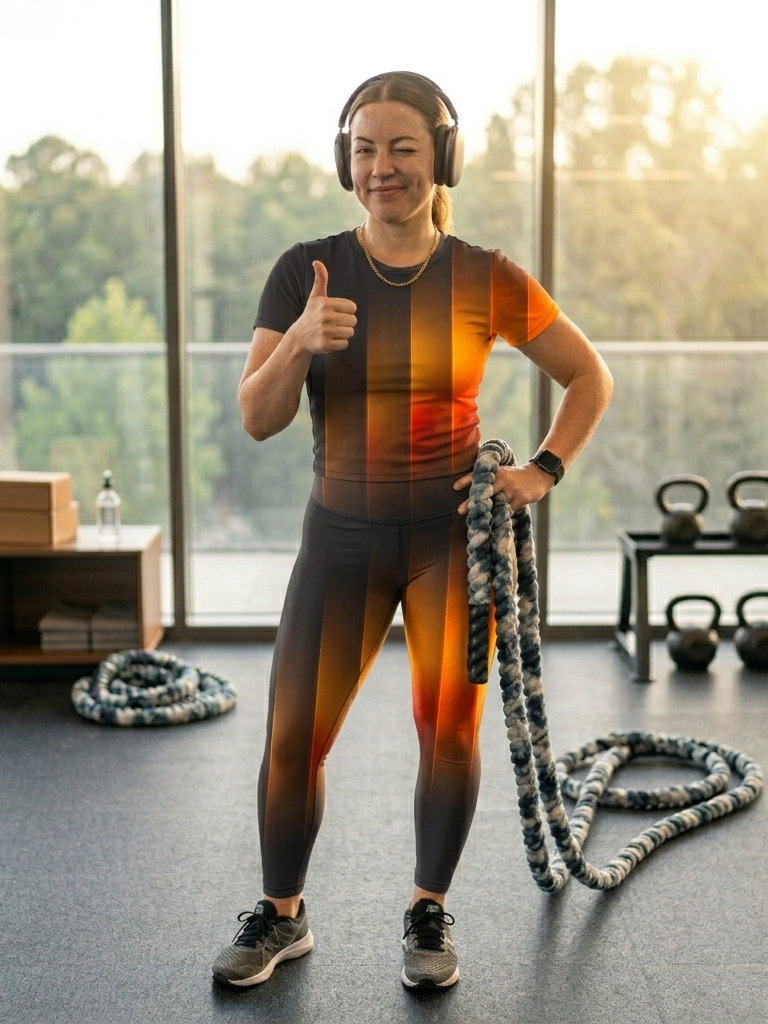 Sporty Stripes Print | Activewear Coord Set Tshirt With Tummy Tuck Leggings | Multi Sport | Odour Free