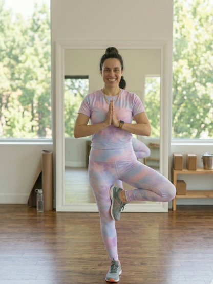Charming Pastel Gradient Print | Activewear Coord Set Tshirt With Tummy Tuck Leggings | Multi Sport | Odour Free