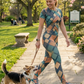 Voguish Geometric Print | Activewear Coord Set Tshirt With Tummy Tuck Leggings | Multi Sport | Odour Free
