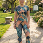 Voguish Geometric Print | Activewear Coord Set Tshirt With Tummy Tuck Leggings | Multi Sport | Odour Free